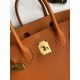 Hermes Birkin 25 Retourne Handmade Bag In Orange Clemence Leather