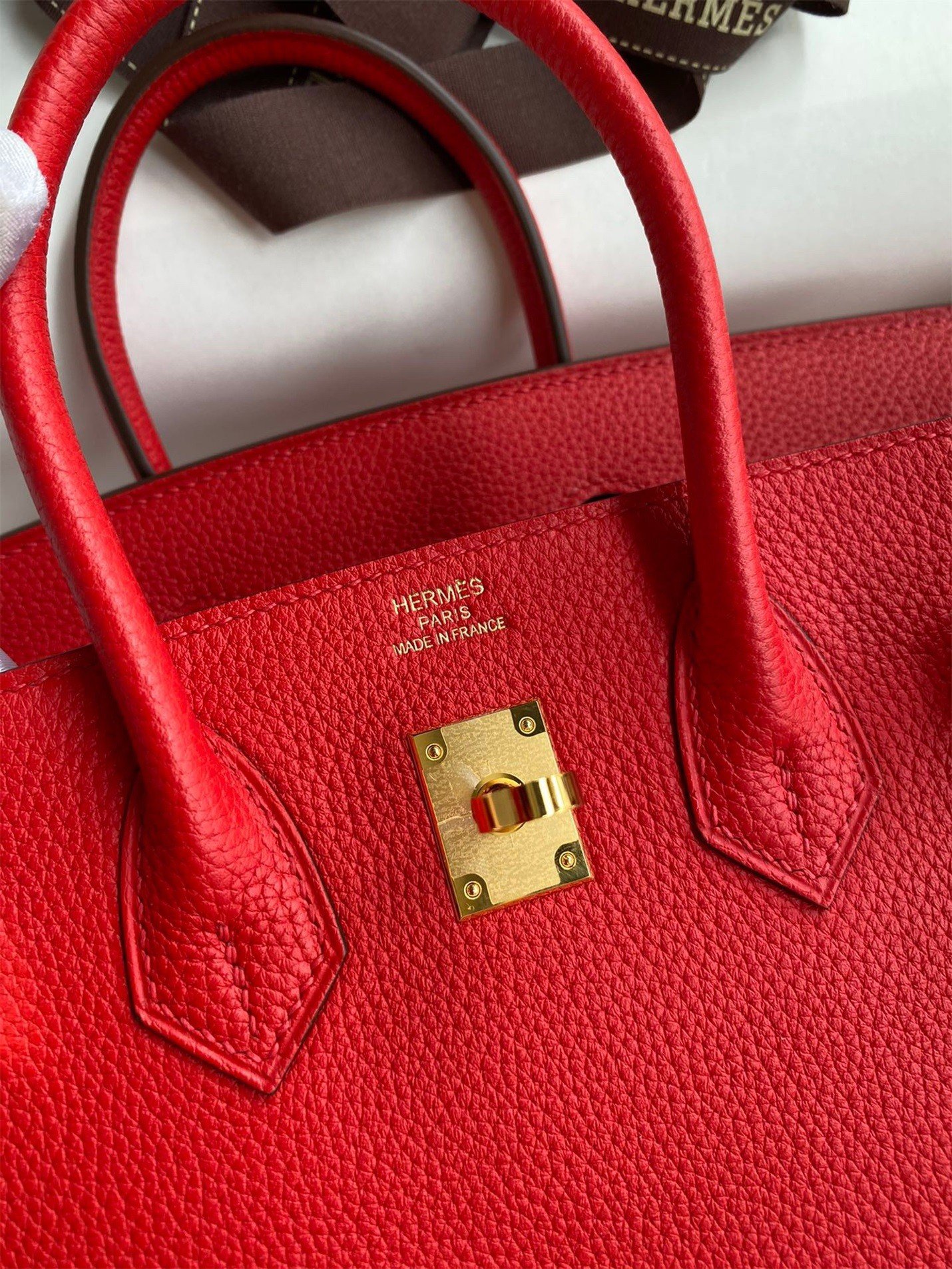 Hermes Birkin 25 Retourne Handmade Bag In Red Clemence Leather