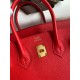 Hermes Birkin 25 Retourne Handmade Bag In Red Clemence Leather