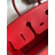 Hermes Birkin 25 Retourne Handmade Bag In Red Clemence Leather