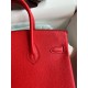 Hermes Birkin 25 Retourne Handmade Bag In Red Clemence Leather