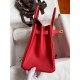 Hermes Birkin 25 Retourne Handmade Bag In Red Epsom Calfskin