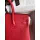 Hermes Birkin 25 Retourne Handmade Bag In Red Epsom Calfskin