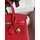 Hermes Birkin 25 Retourne Handmade Bag In Red Epsom Calfskin