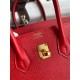 Hermes Birkin 25 Retourne Handmade Bag In Red Epsom Calfskin