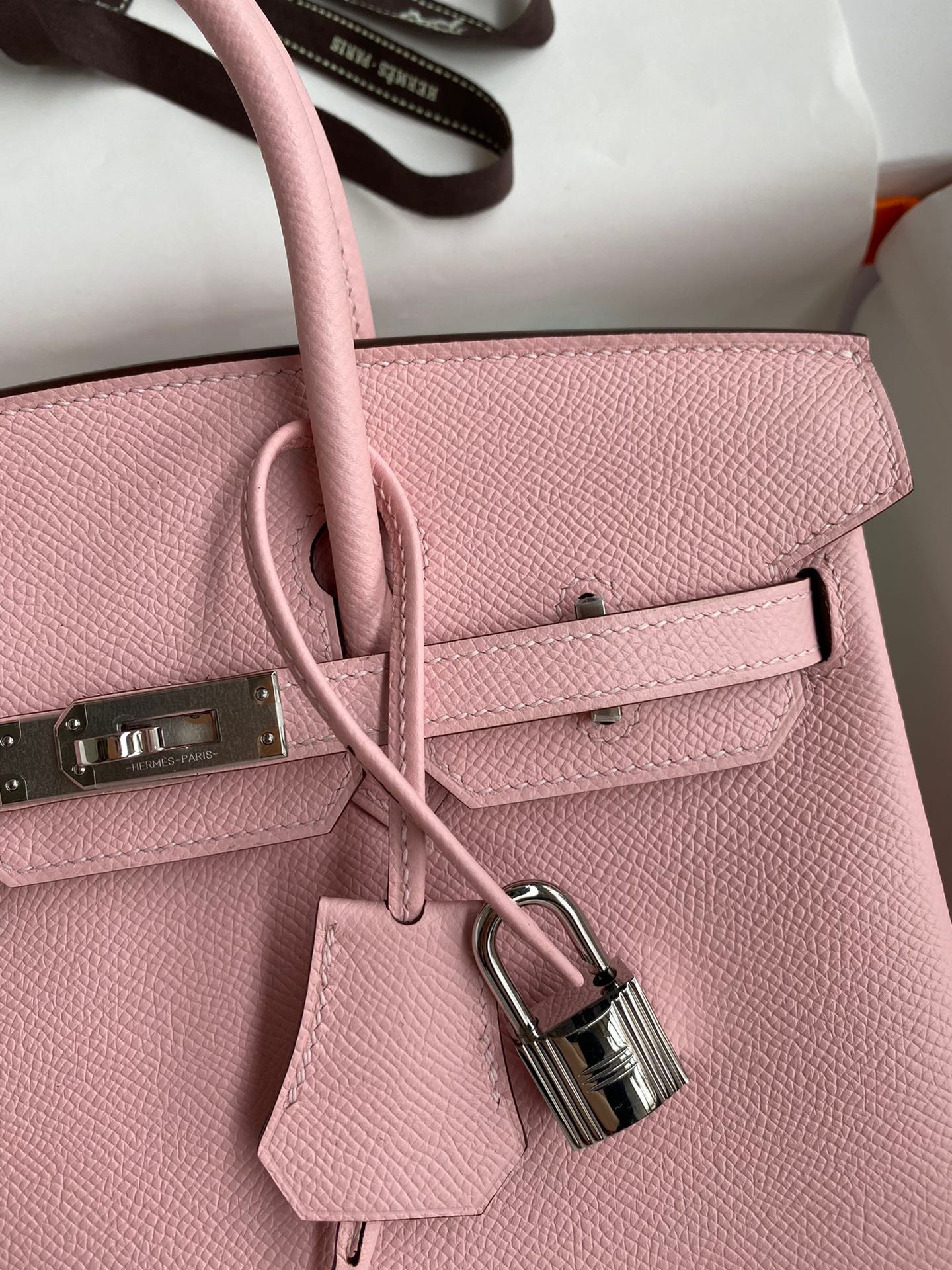 Hermes Birkin 25 Retourne Handmade Bag In Rose Sakura Epsom Calfskin