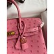 Hermes Birkin 25 Retourne Handmade Bag In Pink Ostrich Leather