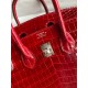 Hermes Birkin 25 Handmade Bag In Red Crocodile Porosus Shiny Skin