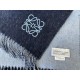 Loewe Double Face Scarf in Navy/Light Blue Wool and Cashmere