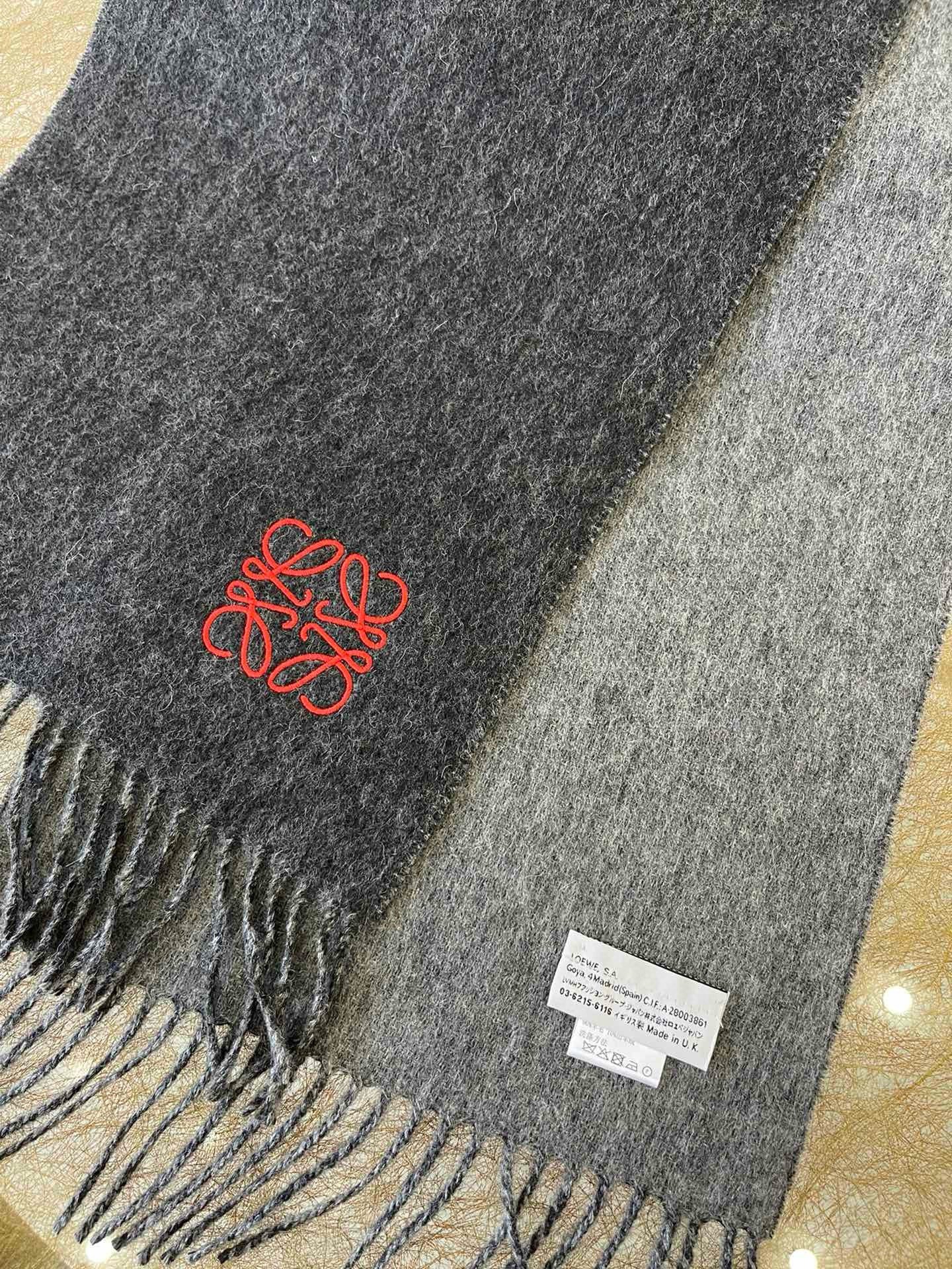 Loewe Window Scarf in Black/Grey Wool and Cashmere