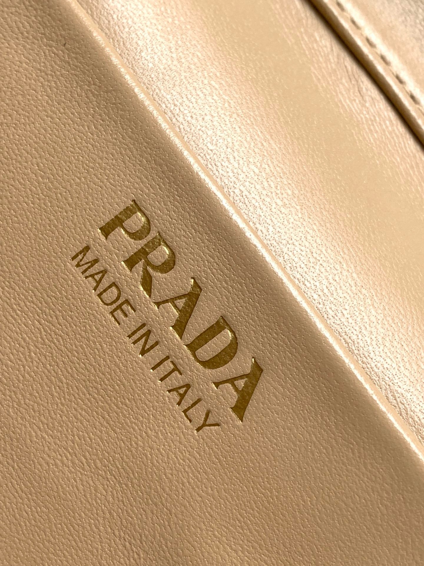 Prada Mini Vanity Bag in Sand Beige Grained Leather