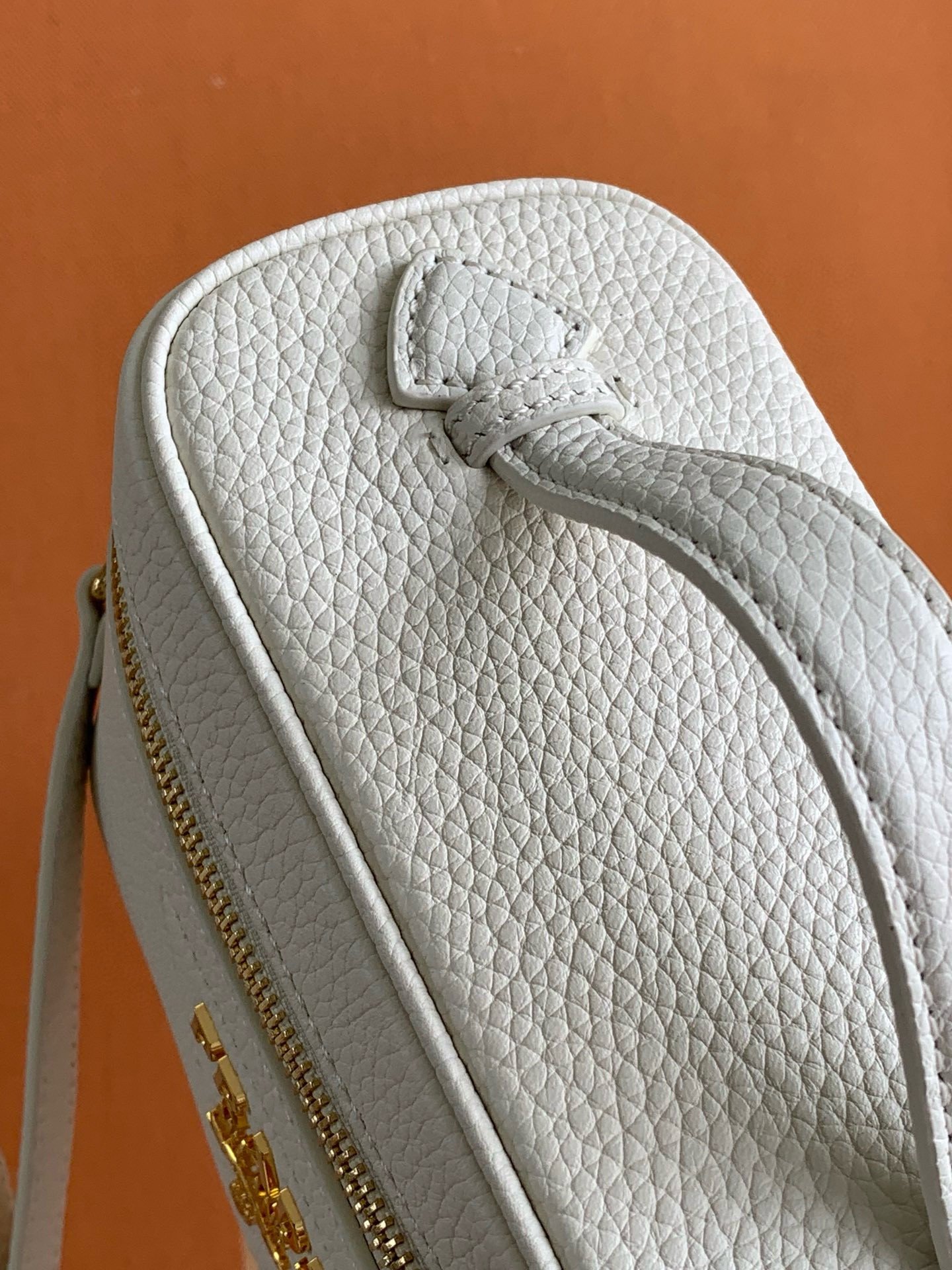 Prada Mini Vanity Bag in White Grained Leather