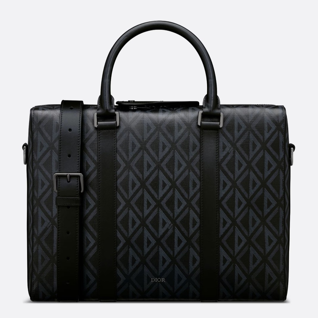 Dior Lingot Briefcase in Black CD Diamond Canvas