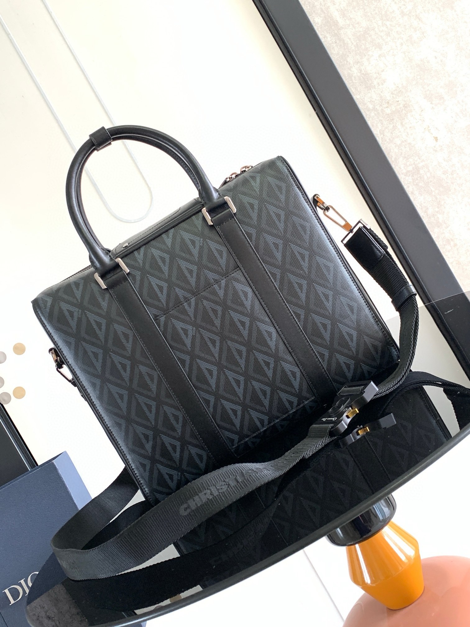 Dior Lingot Briefcase in Black CD Diamond Canvas