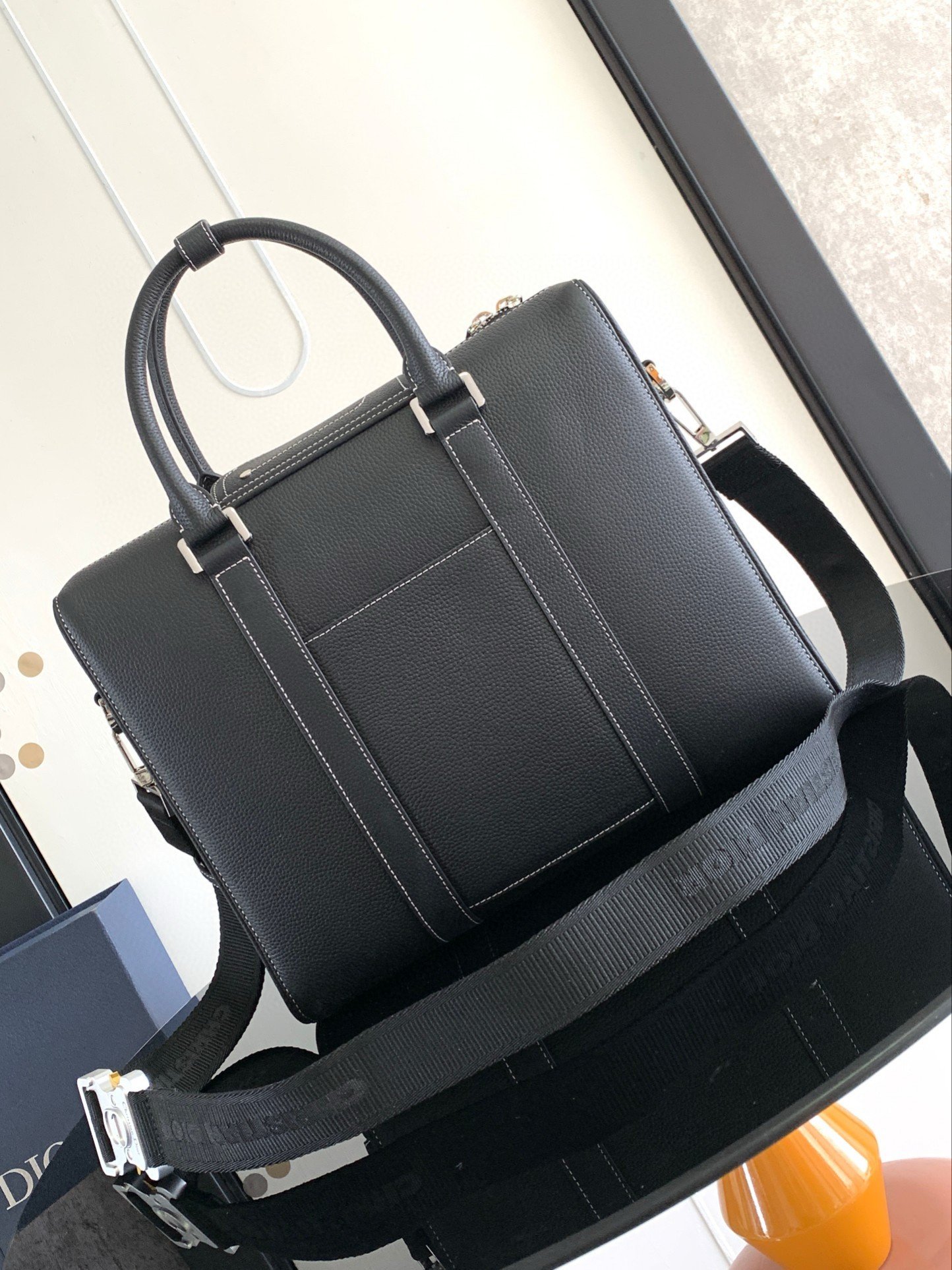 Dior Lingot Briefcase in Black Grained Calfskin