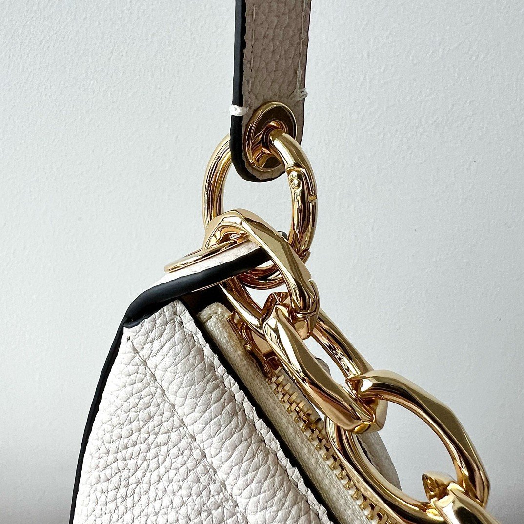 Valentino VLogo Moon Small Hobo Bag with Chain in White Leather