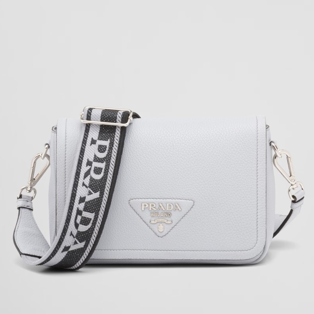 Prada Flap Shoulder Bag in Cornflower Grained Leather