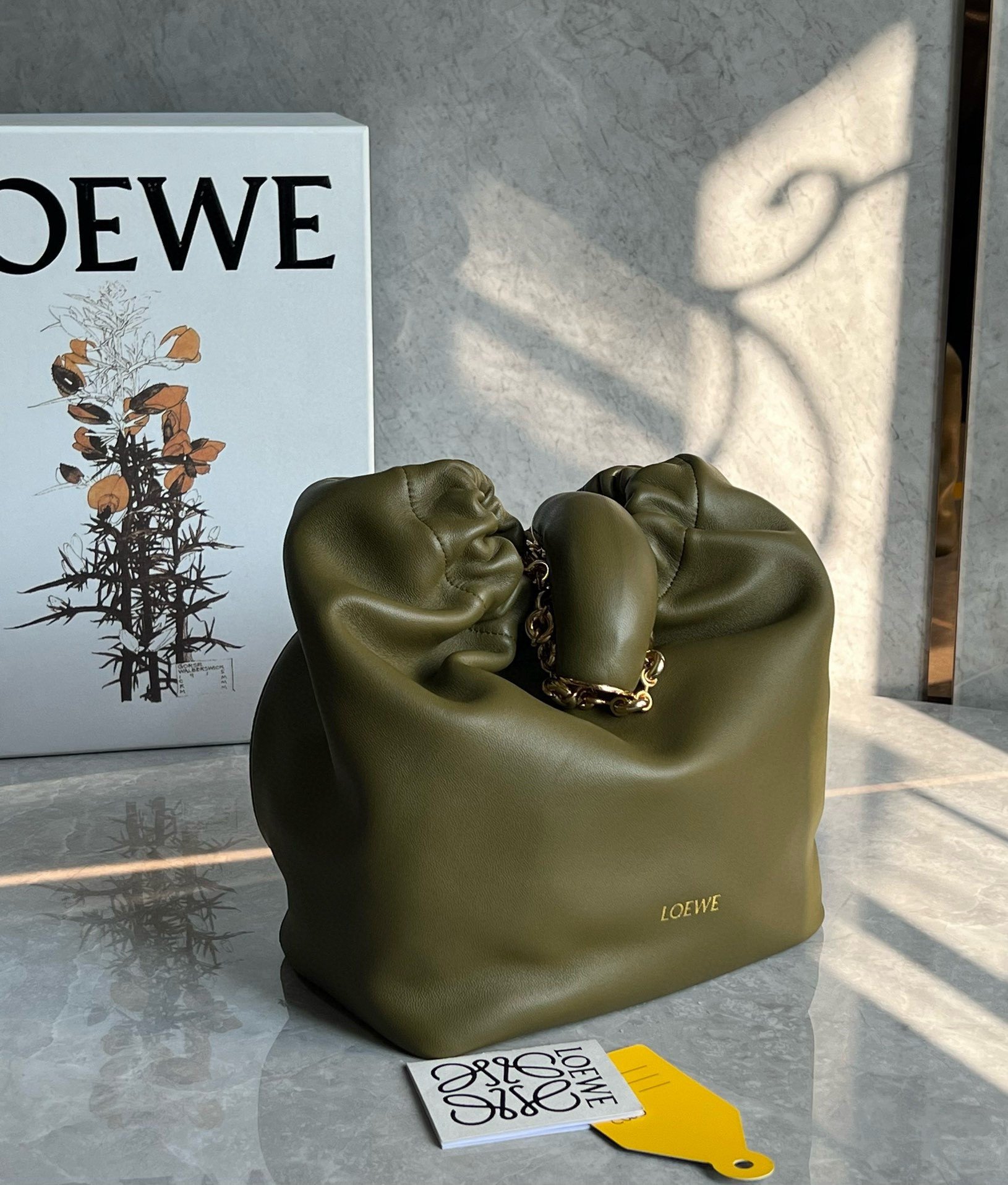 Loewe Small Squeeze Bag in Olive Nappa Lambskin