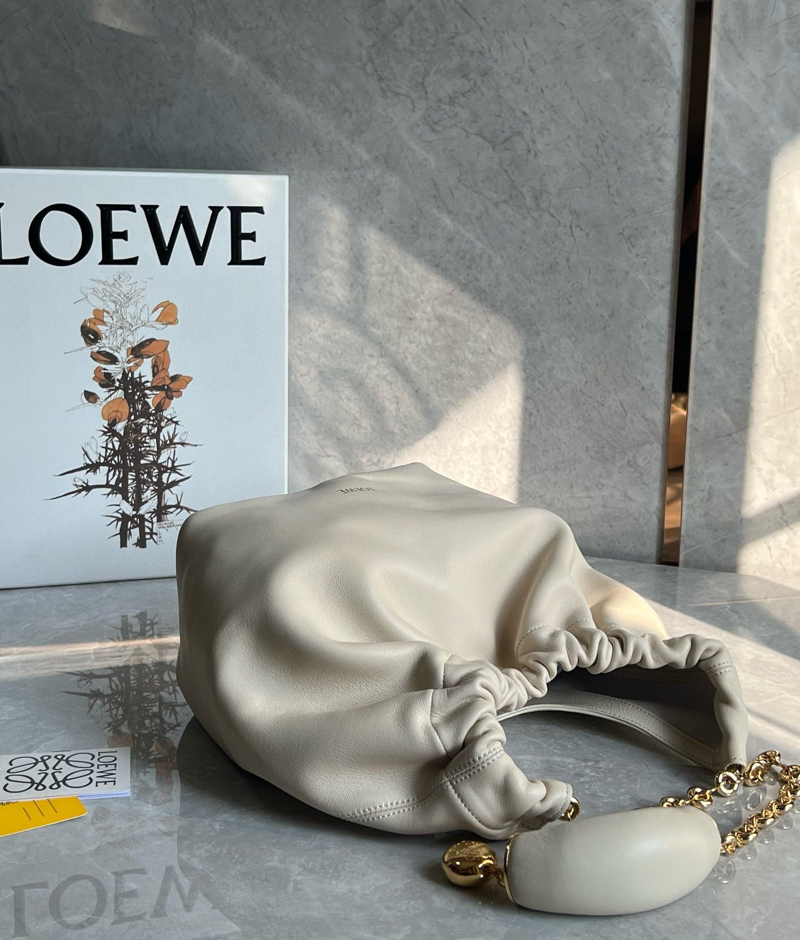 Loewe Small Squeeze Bag in White Nappa Lambskin