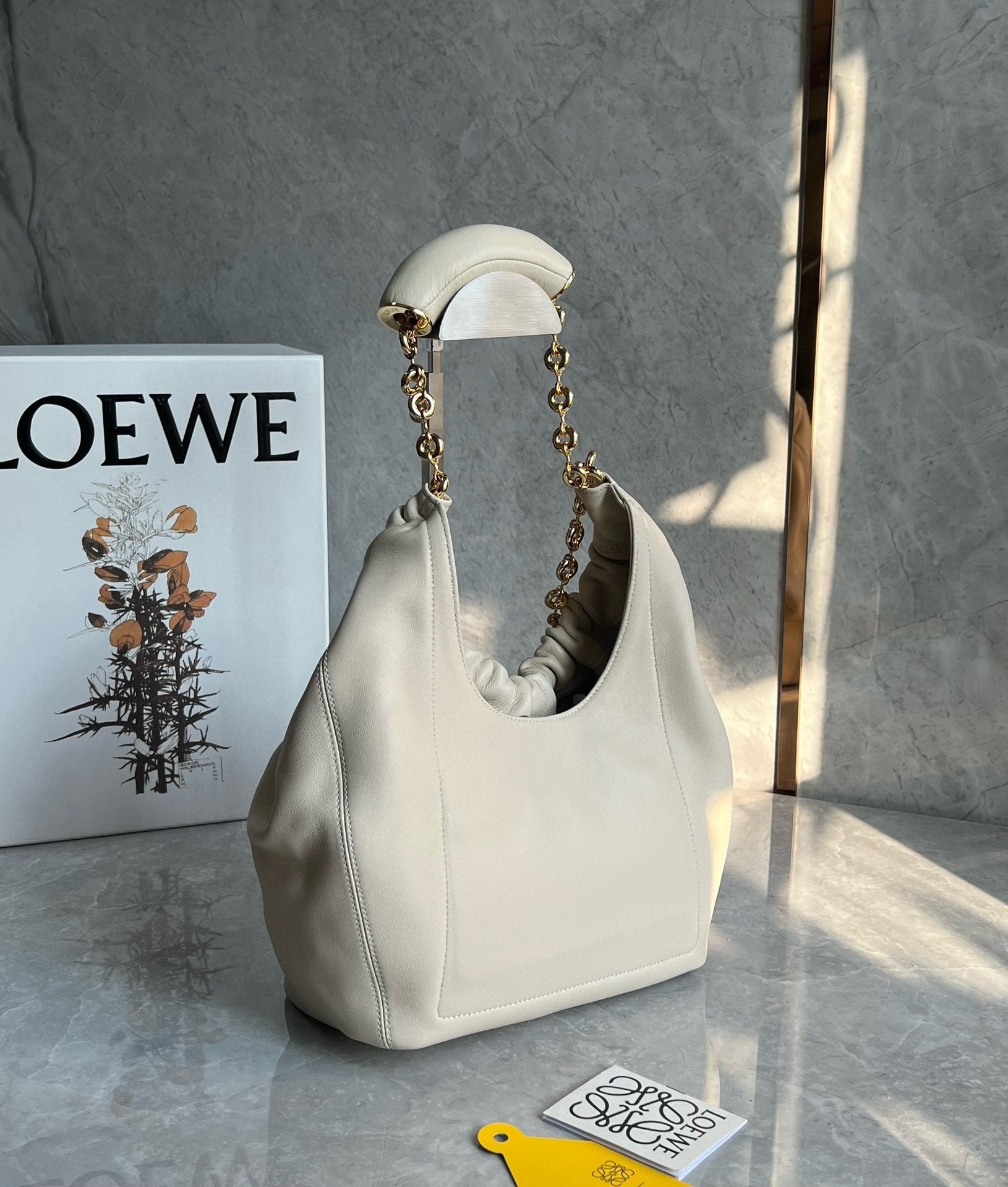 Loewe Small Squeeze Bag in White Nappa Lambskin