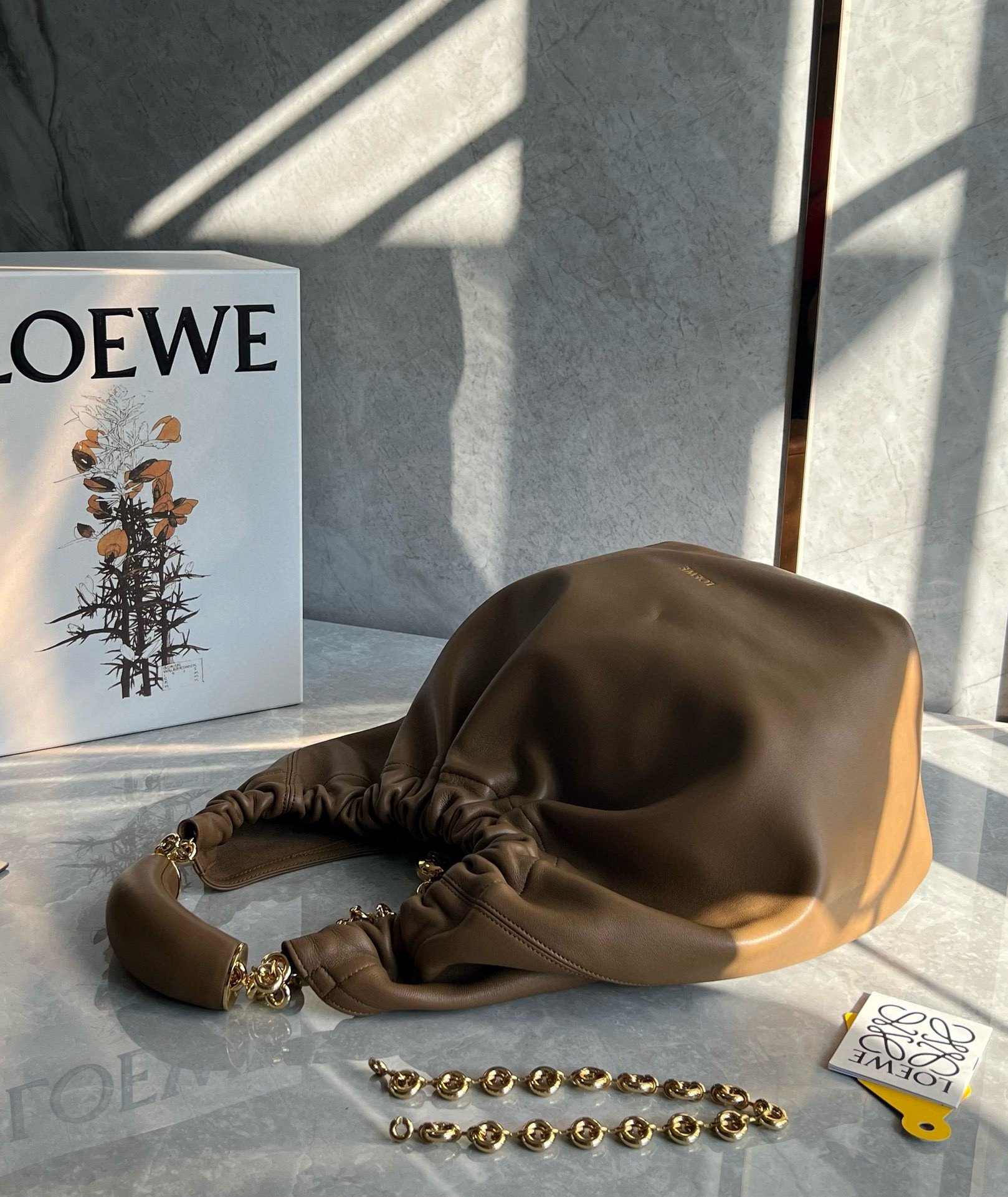 Loewe Medium Squeeze Bag in Brown Nappa Lambskin