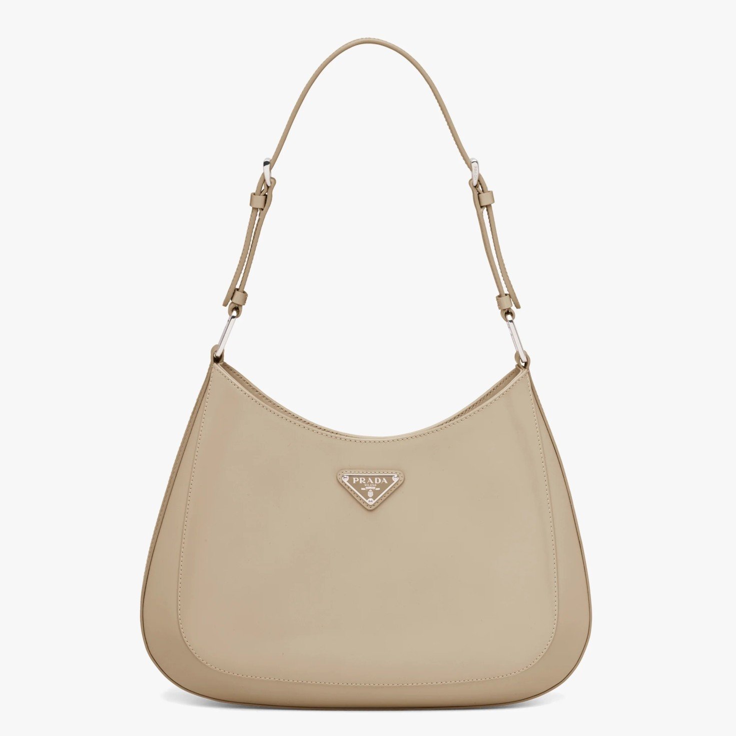 Prada Cleo Large Bag In Beige Brushed Leather