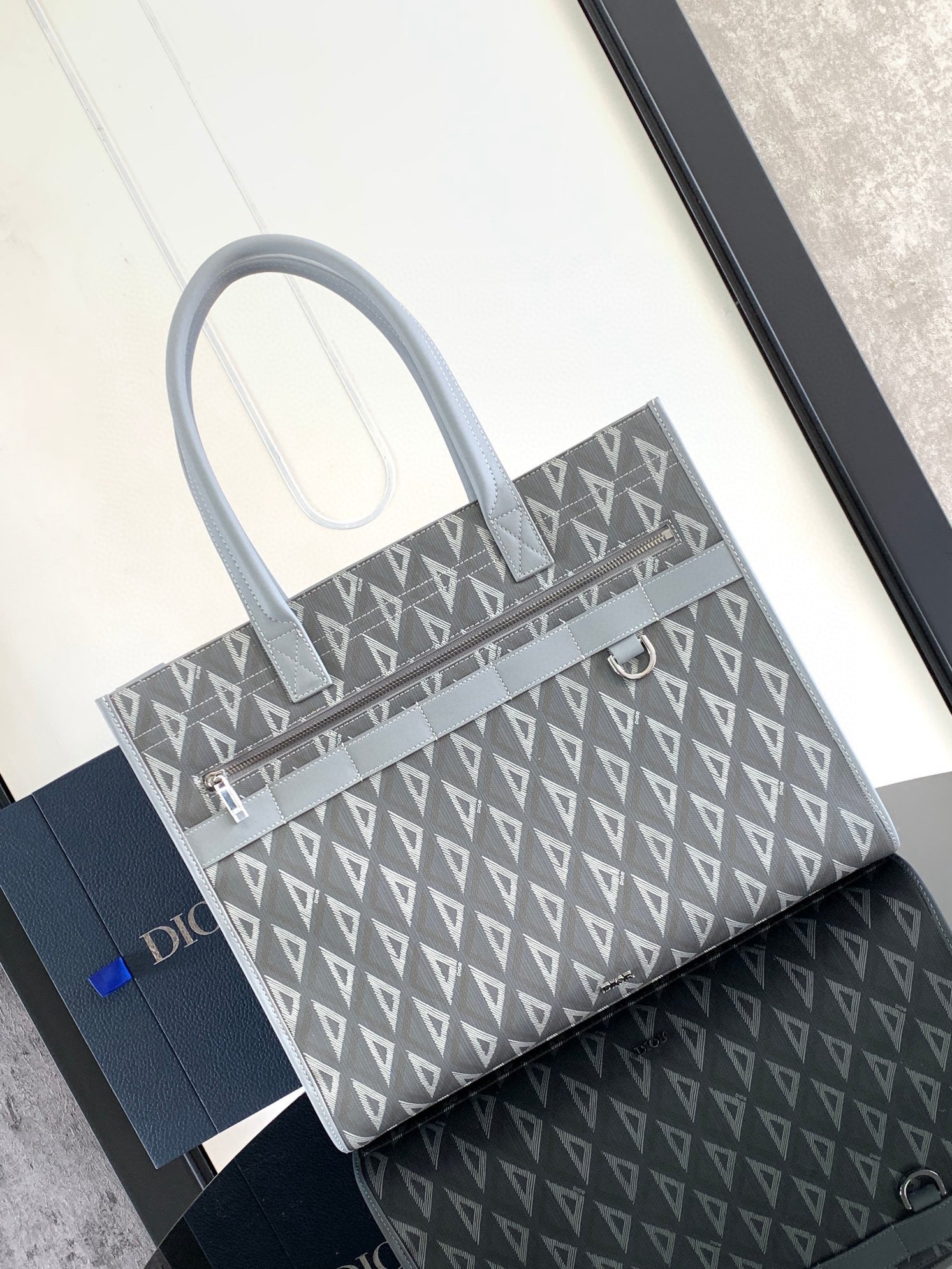 Dior Safari Tote Bag in Grey CD Diamond Canvas