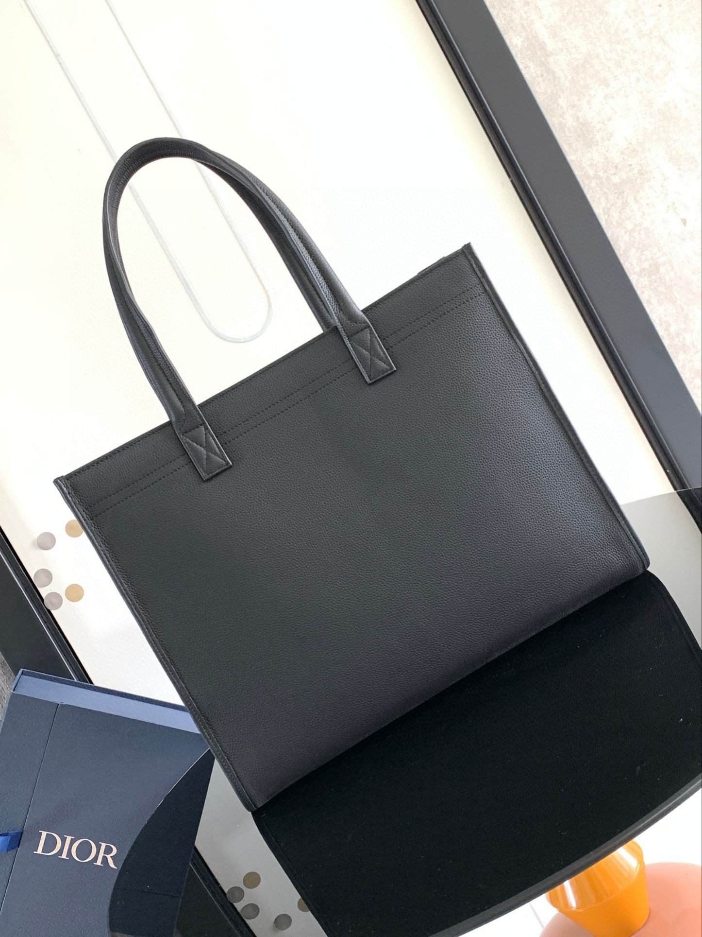 Dior Safari Tote Bag in Black Grained Calfskin