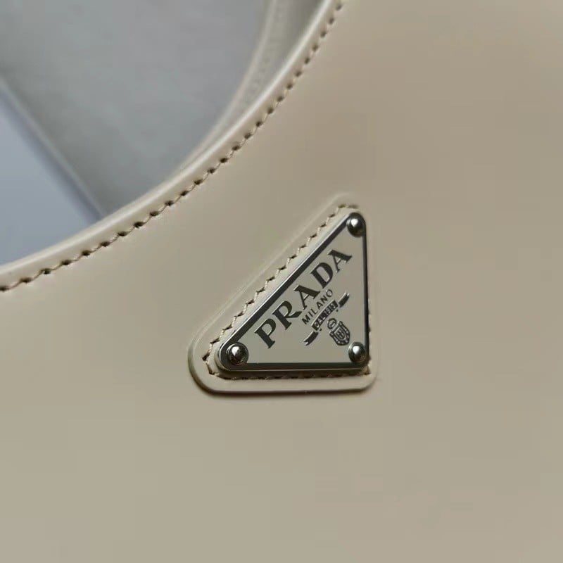 Prada Cleo Large Bag In Beige Brushed Leather