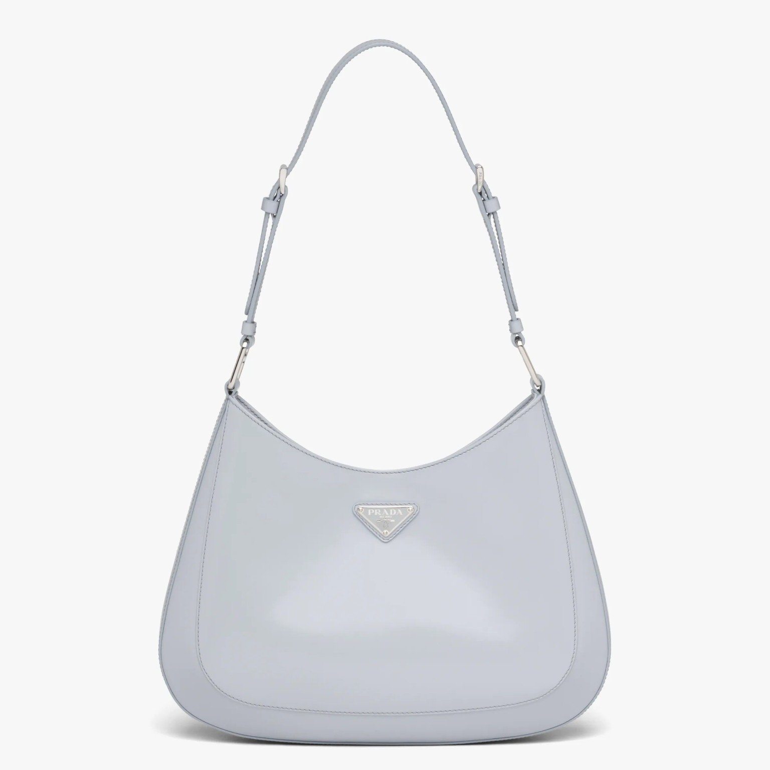 Prada Cleo Large Bag In Blue Brushed Leather