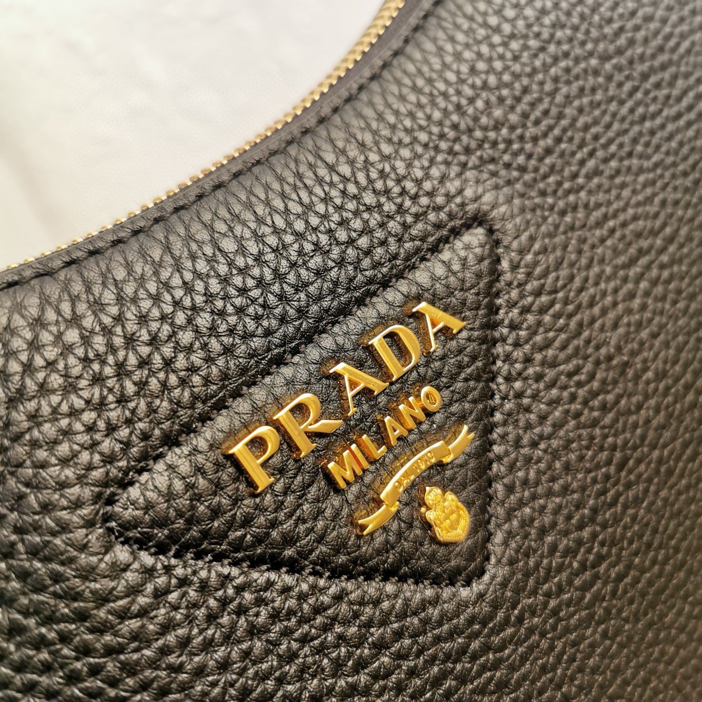 Prada Shoulder Bag in Black Grained Leather