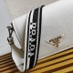 Prada Flap Shoulder Bag in White Grained Leather