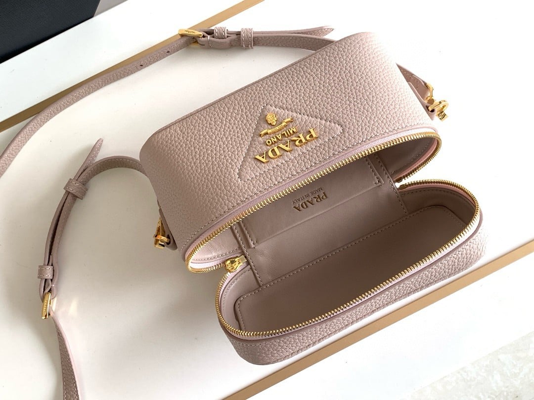 Prada Mini Vanity Bag in Light Pink Grained Leather