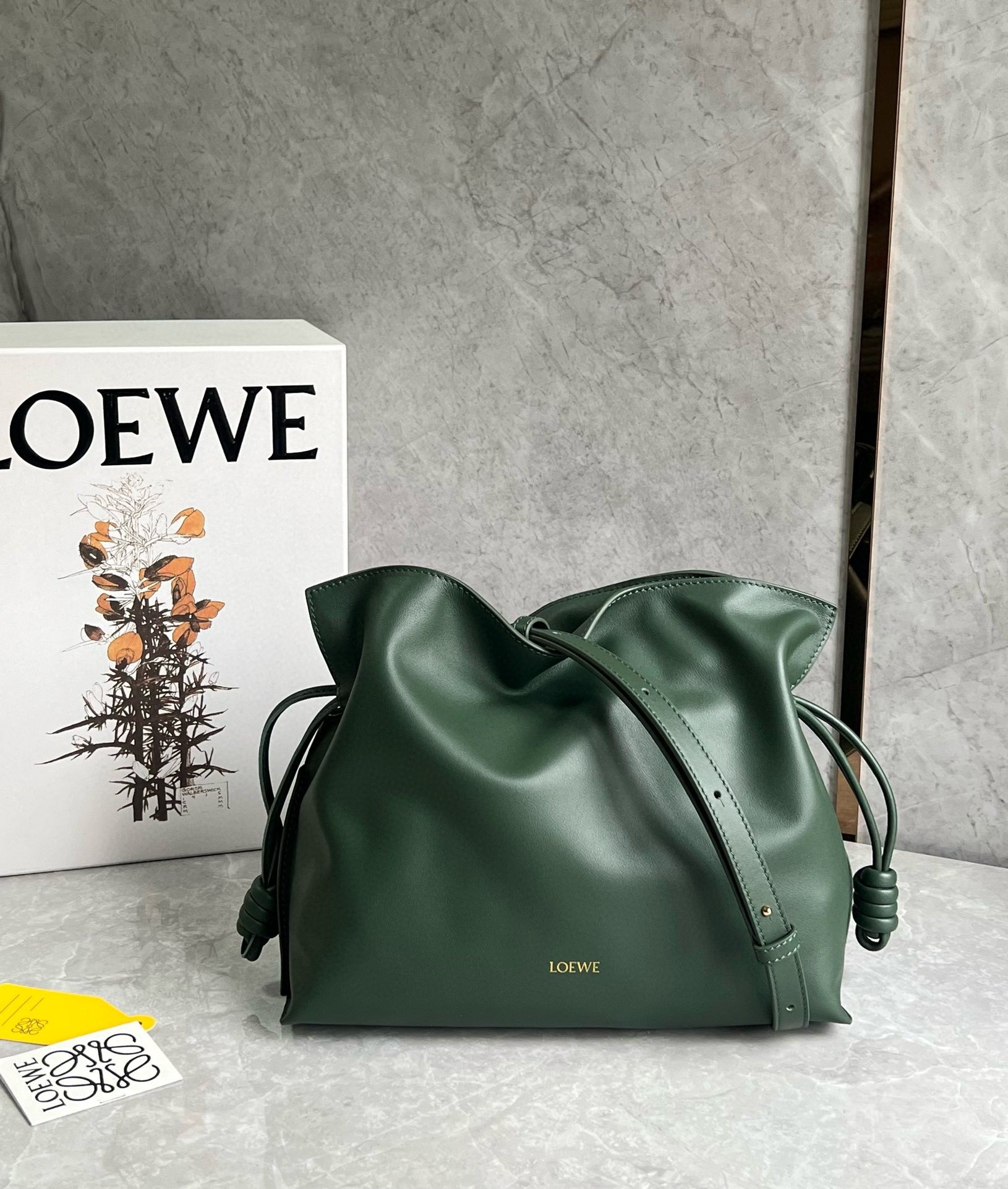 Loewe Flamenco Clutch Bag in Bottle Green Nappa Calfskin