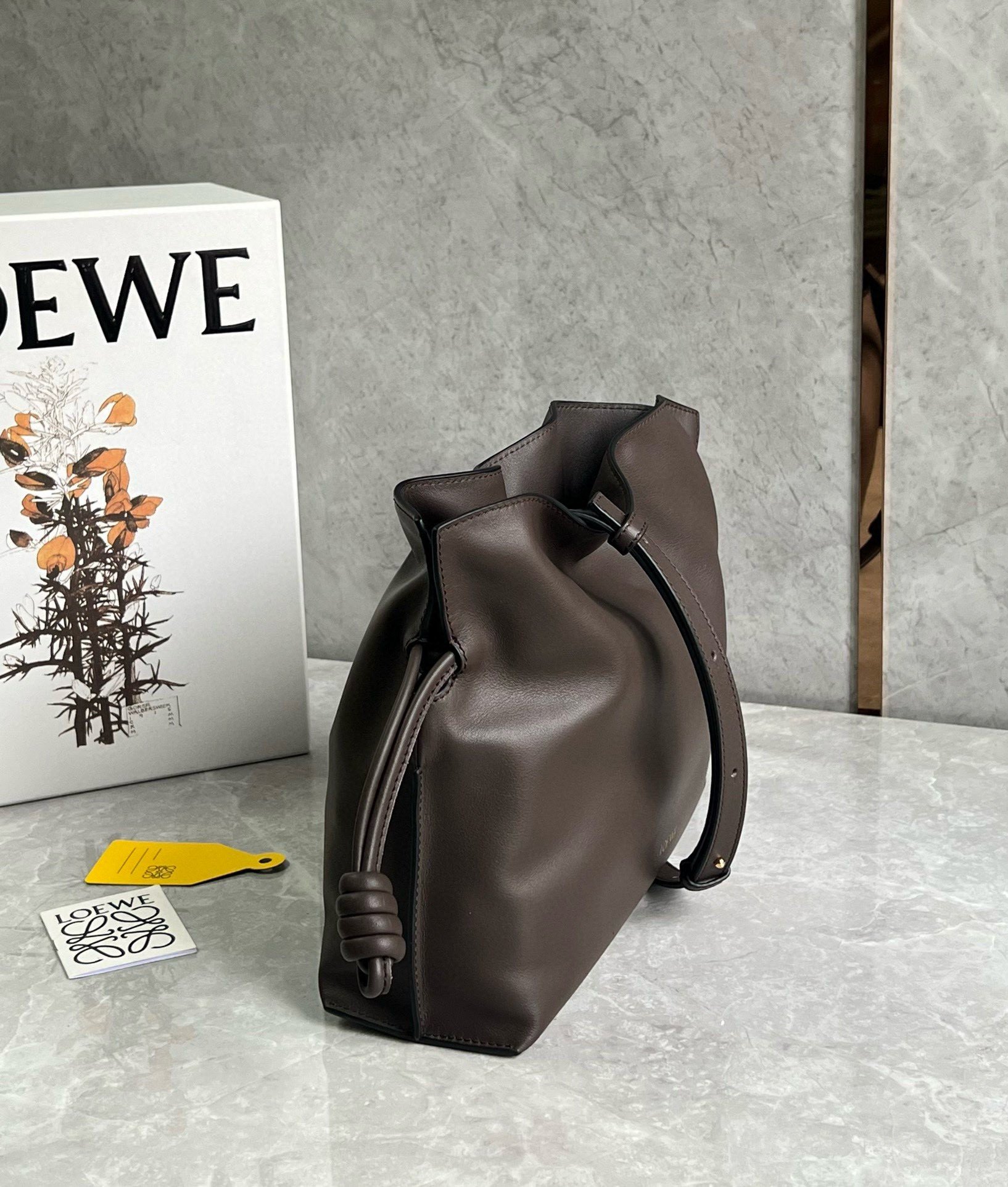 Loewe Flamenco Clutch Bag in Chocolate Nappa Calfskin