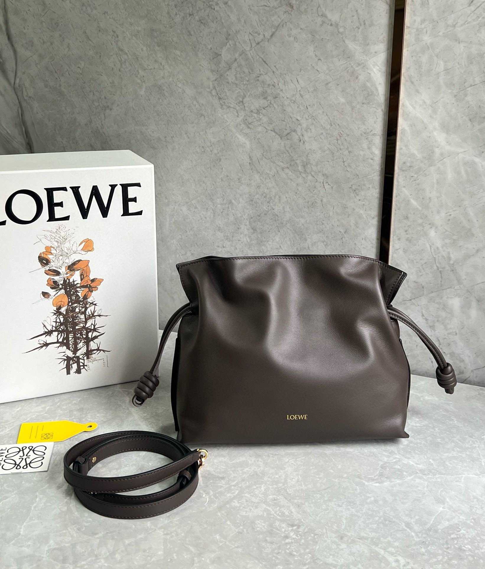 Loewe Flamenco Clutch Bag in Chocolate Nappa Calfskin