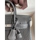 Hermes Birkin 25 Retourne Handmade Bag In Graphite Matte Alligator Leather