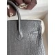 Hermes Birkin 25 Retourne Handmade Bag In Graphite Matte Alligator Leather