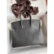 Hermes Birkin 25 Retourne Handmade Bag In Graphite Matte Alligator Leather