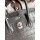 Hermes Birkin 25 Retourne Handmade Bag In Graphite Matte Alligator Leather