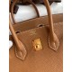 Hermes Birkin 25 Retourne Handmade Bag In Gold Clemence Leather