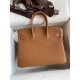 Hermes Birkin 25 Retourne Handmade Bag In Gold Clemence Leather