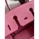 Hermes Birkin 25 Retourne Handmade Bag In Pink Clemence Leather