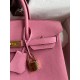 Hermes Birkin 25 Retourne Handmade Bag In Pink Clemence Leather