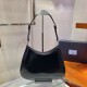 Prada Cleo Large Bag In Black Brushed Leather