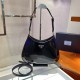 Prada Cleo Large Bag In Black Brushed Leather