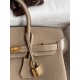 Hermes Birkin 25 Retourne Handmade Bag In Gris Tourterelle Clemence Leather