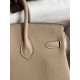 Hermes Birkin 25 Retourne Handmade Bag In Gris Tourterelle Clemence Leather