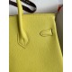 Hermes Birkin 25 Retourne Handmade Bag In Lime Epsom Calfskin