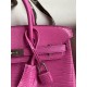 Hermes Birkin 25 Retourne Handmade Bag In Pink Lizard Leather